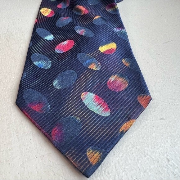 Prochownick Navy Blue Classic Men's Neck Tie Multicolored Oval Accents Classic - Picture 1 of 11